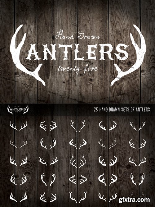 25 Hand Drawn Antlers