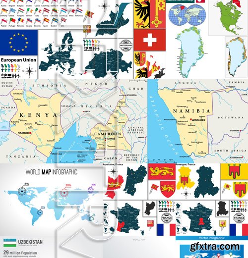 Stock Vectors - World maps, 25xEPS