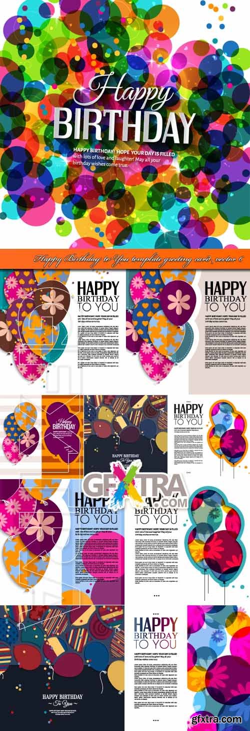 Happy Birthday to You template greeting card vector 6