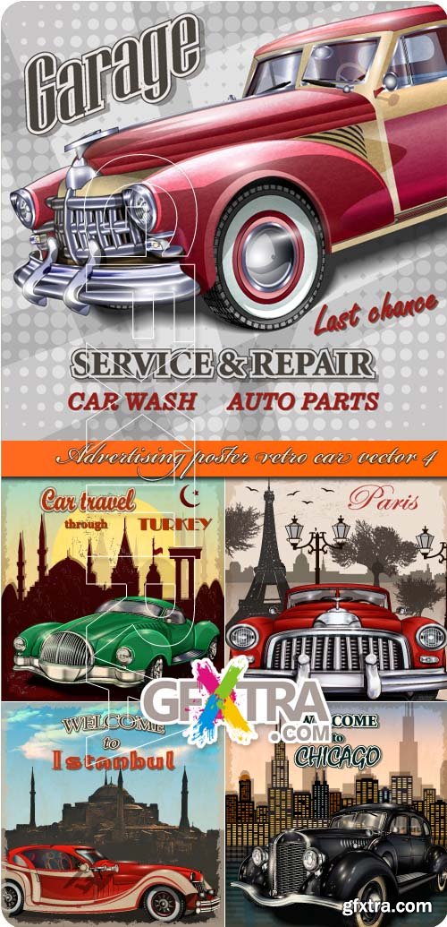 Advertising poster retro car vector 4