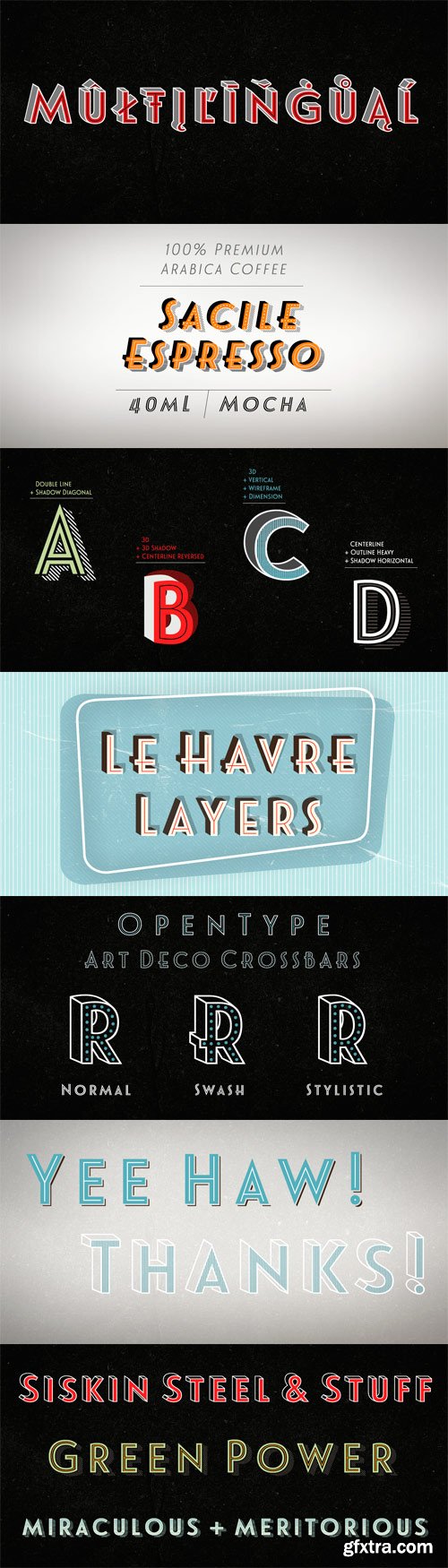 Le Havre Layers Font Family - 21 Fonts for $69