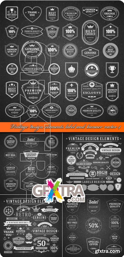 Vintage design elements label and banner vector 4