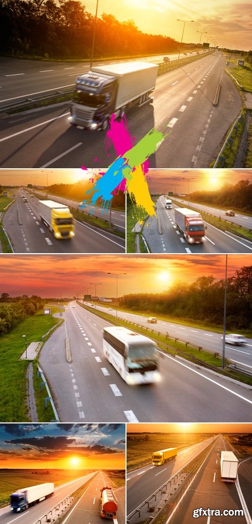 Stock Photo - Trucks & Buses Moving