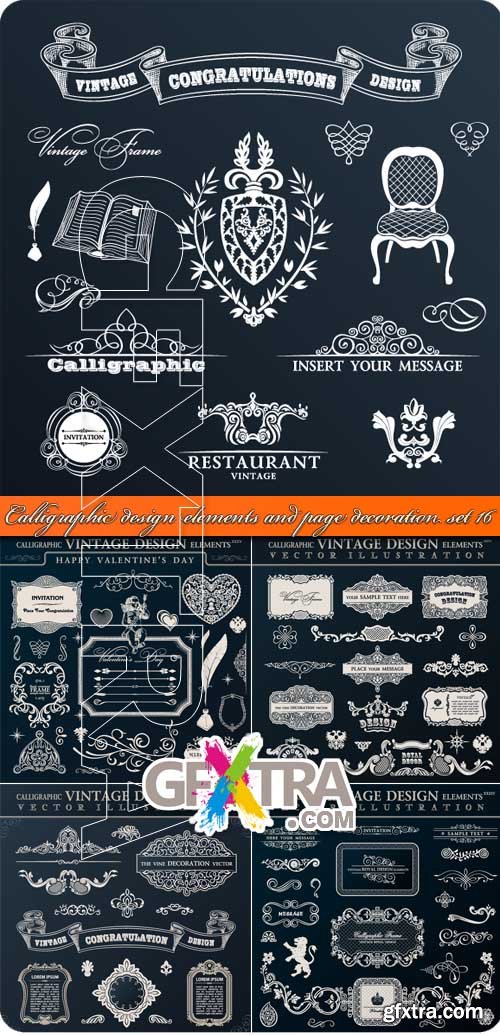 Calligraphic design elements and page decoration set 16