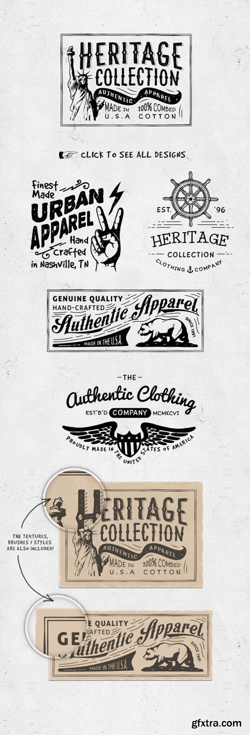 Hand Drawn Apparel Label Designs