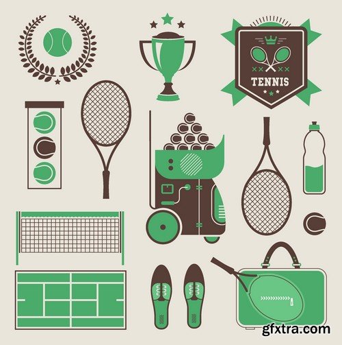 Stock Vectors - Tennis 2, 25xEPS