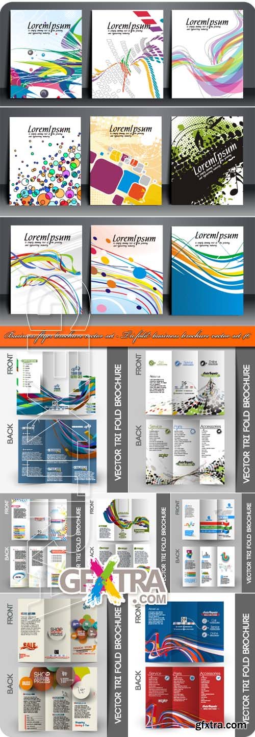 Business flyer brochure vector set - Tri fold business brochure vector set 46