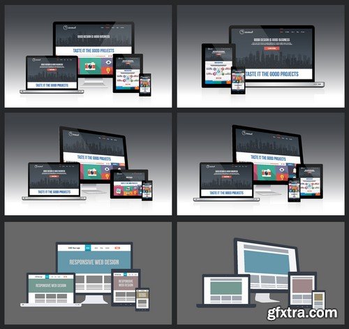 Stock Vectors - Fully responsive web design, 25xEPS