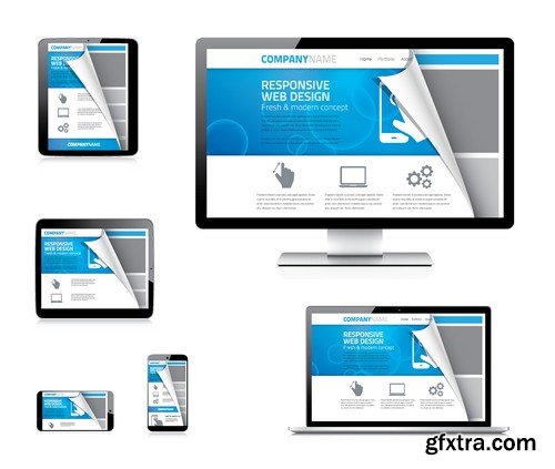 Stock Vectors - Fully responsive web design, 25xEPS