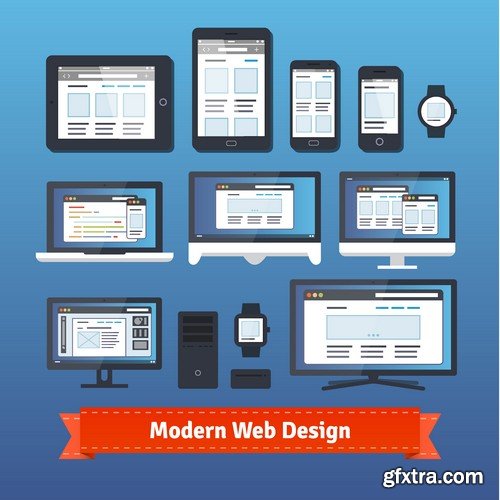 Stock Vectors - Fully responsive web design, 25xEPS