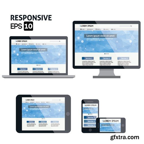 Stock Vectors - Fully responsive web design, 25xEPS