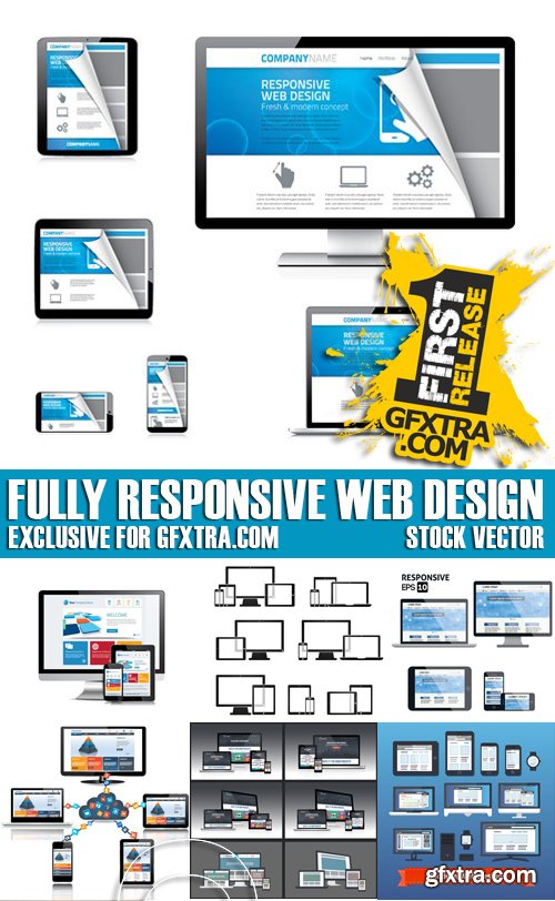 Stock Vectors - Fully responsive web design, 25xEPS