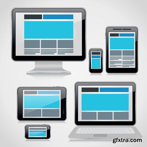 Stock Vectors - Fully responsive web design, 25xEPS