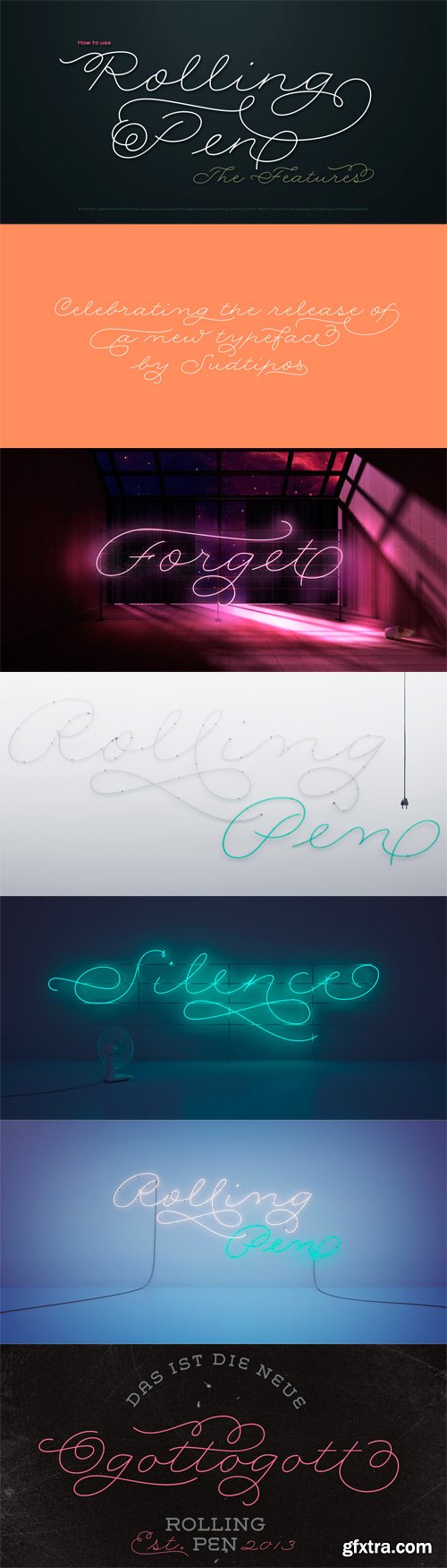 Rolling Pen Font Family - 5 Fonts for $215