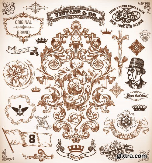 Vintage and Retro Design Elements, 25xEPS