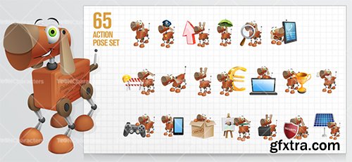 Funny Robo-Dog Cartoon Character Set