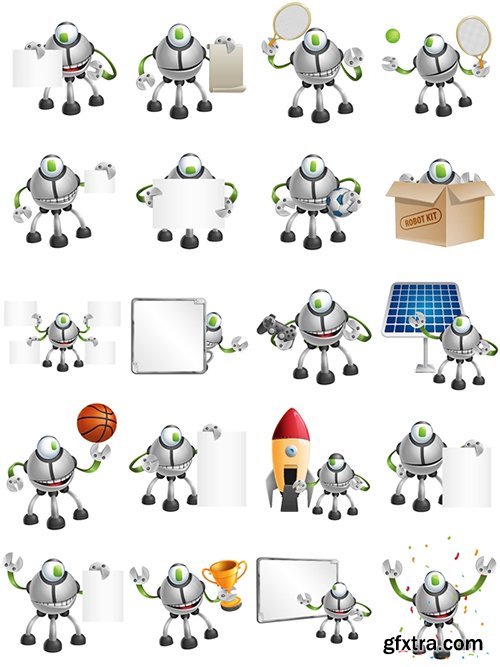Multiped Robot Cartoon Character Set