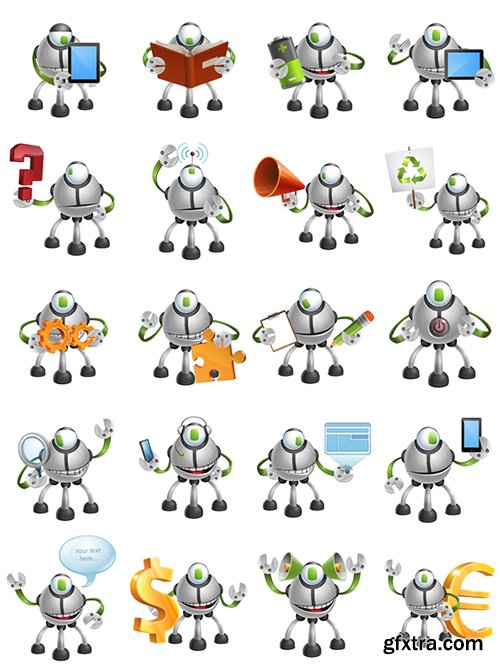 Multiped Robot Cartoon Character Set