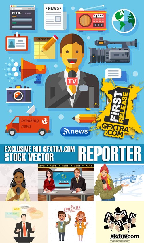 Stock Vectors - Reporter, 25xEPS