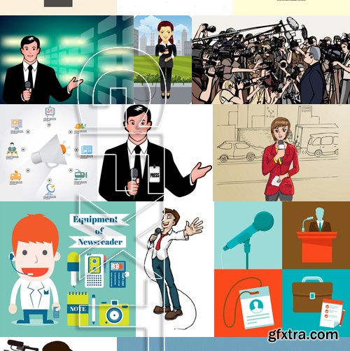 Stock Vectors - Reporter, 25xEPS