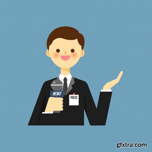 Stock Vectors - Reporter, 25xEPS