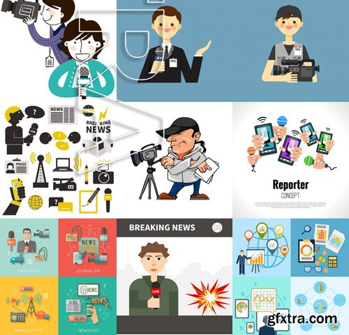 Stock Vectors - Reporter, 25xEPS