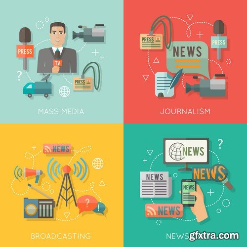 Stock Vectors - Reporter, 25xEPS