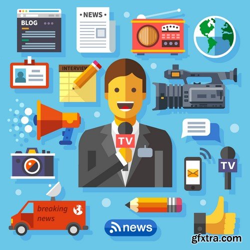 Stock Vectors - Reporter, 25xEPS