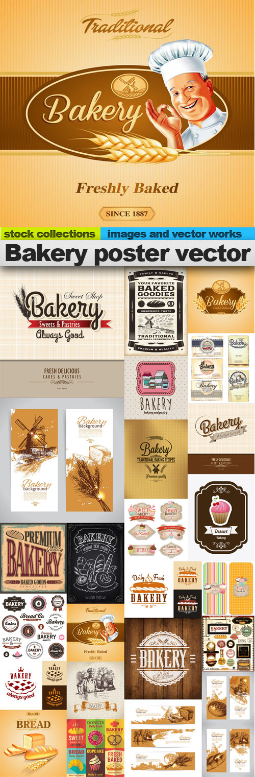 Bakery poster vector,25 x EPS