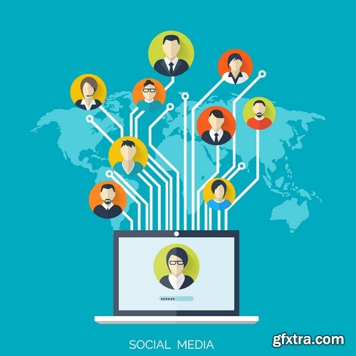 Stock Vectors - Social Network and Media 2, 25xEPS