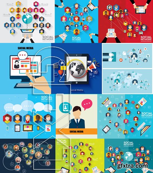 Stock Vectors - Social Network and Media 2, 25xEPS