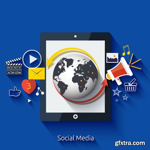 Stock Vectors - Social Network and Media 2, 25xEPS