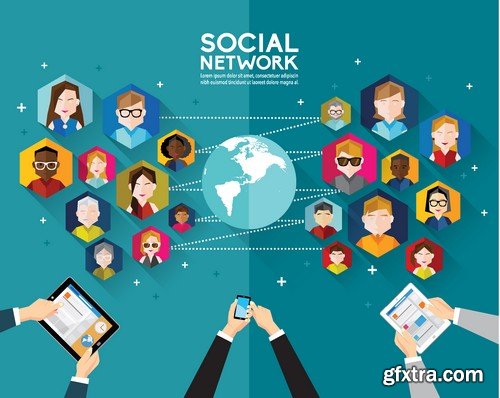 Stock Vectors - Social Network and Media 2, 25xEPS