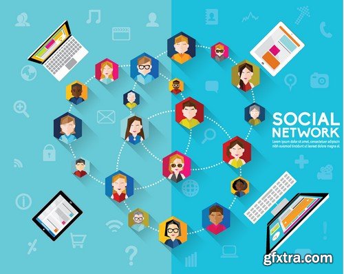 Stock Vectors - Social Network and Media 2, 25xEPS