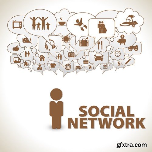 Stock Vectors - Social Network and Media 2, 25xEPS