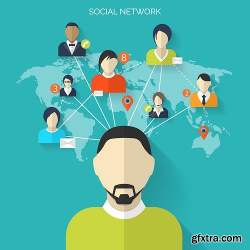 Stock Vectors - Social Network and Media 2, 25xEPS