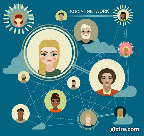 Stock Vectors - Social Network and Media 2, 25xEPS