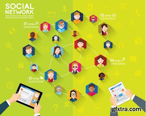 Stock Vectors - Social Network and Media 2, 25xEPS