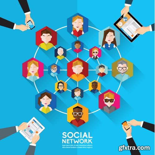 Stock Vectors - Social Network and Media 2, 25xEPS