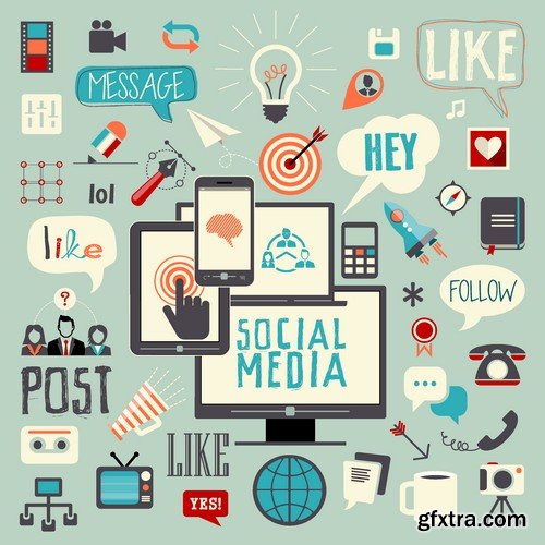 Stock Vectors - Social Network and Media 2, 25xEPS