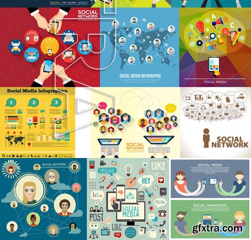 Stock Vectors - Social Network and Media 2, 25xEPS