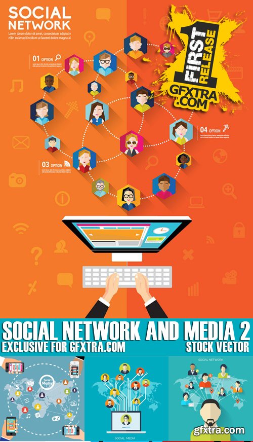 Stock Vectors - Social Network and Media 2, 25xEPS