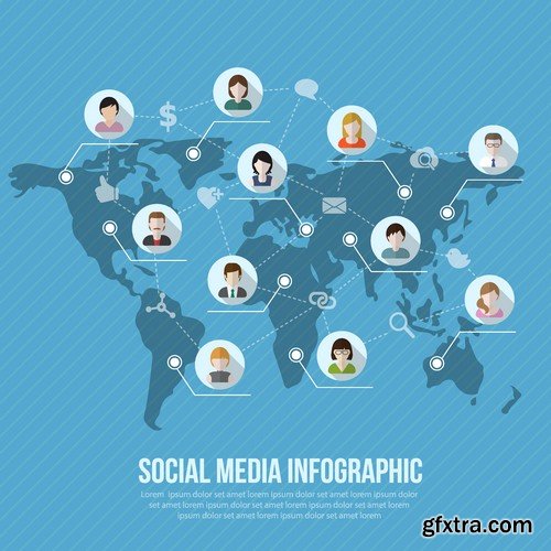 Stock Vectors - Social Network and Media 2, 25xEPS