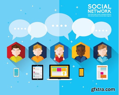 Stock Vectors - Social Network and Media 2, 25xEPS