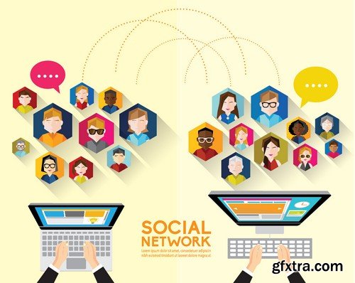 Stock Vectors - Social Network and Media 2, 25xEPS