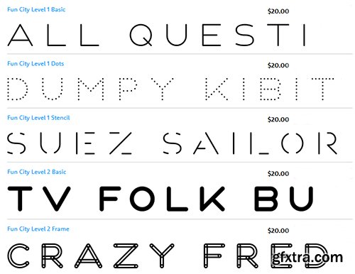 Fun City Family Fonts - 22 Fonts 440$