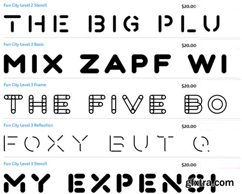 Fun City Family Fonts - 22 Fonts 440$