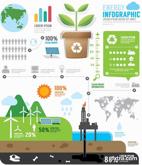 Stock Vectors - Ecology infographic template 4, 25xEPS