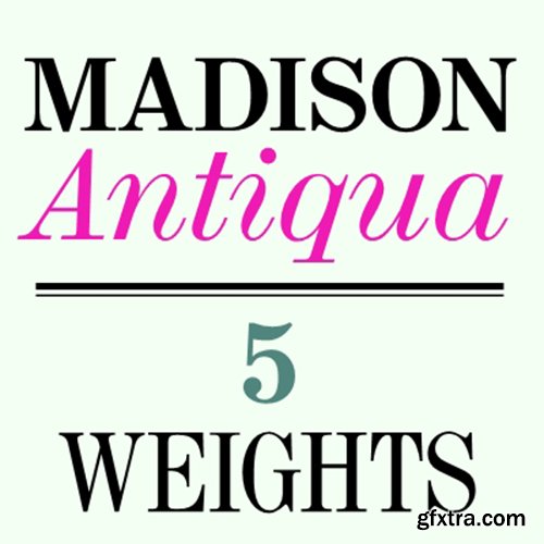 Madison Antiqua Pro Font Family - 5 Fonts 175$