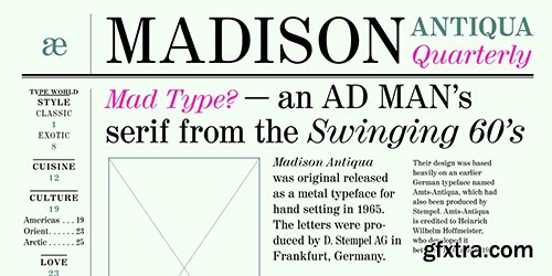 Madison Antiqua Pro Font Family - 5 Fonts 175$